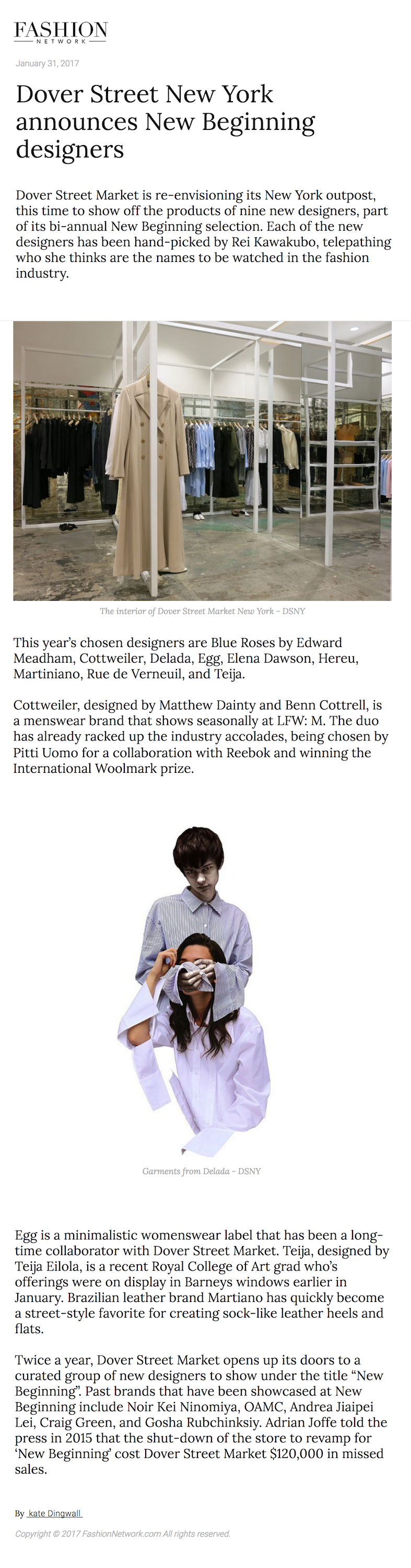 Dover Street Market announces New Beginning Designers - Teija