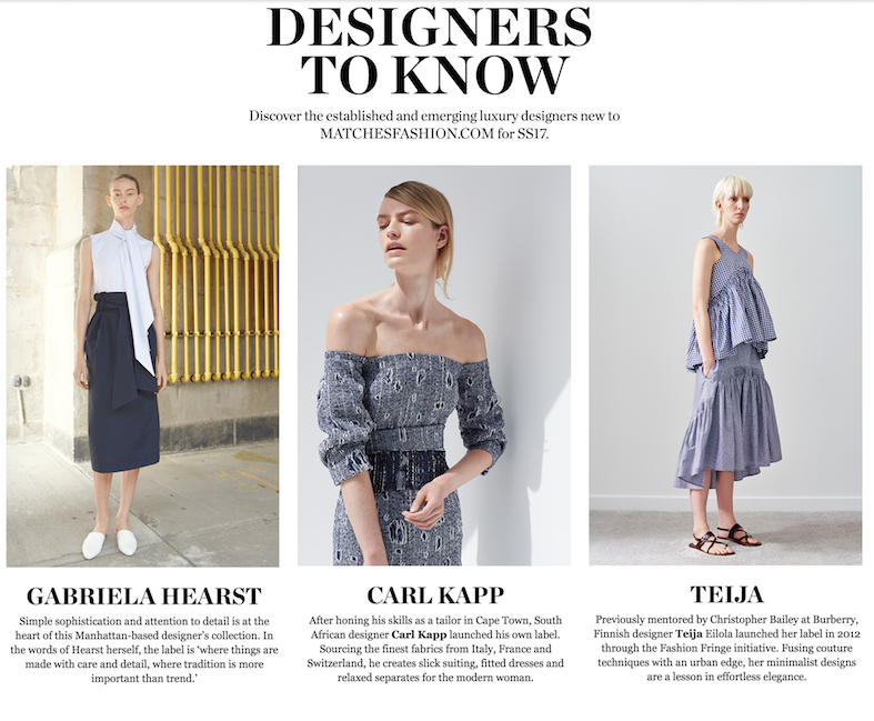 Matches fashion designers to know - Teija